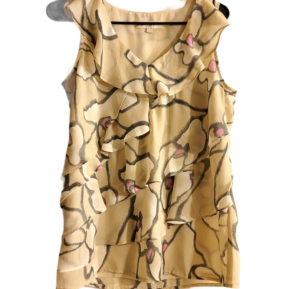 Loft Cream Colored Ruffled Blouse